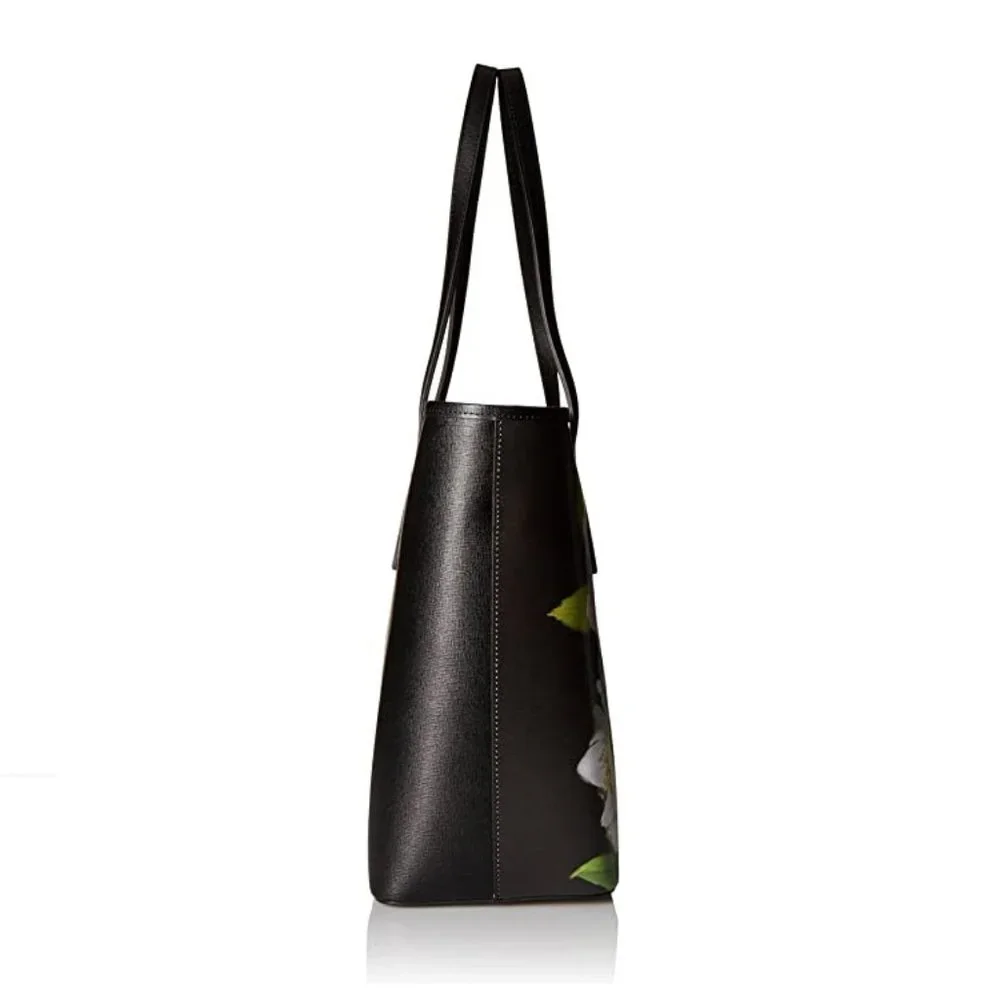 NWT Ted Baker London Leather Shopper Shoulder Tote Bag w/ Clutch Black Floral - Picture 5 of 9